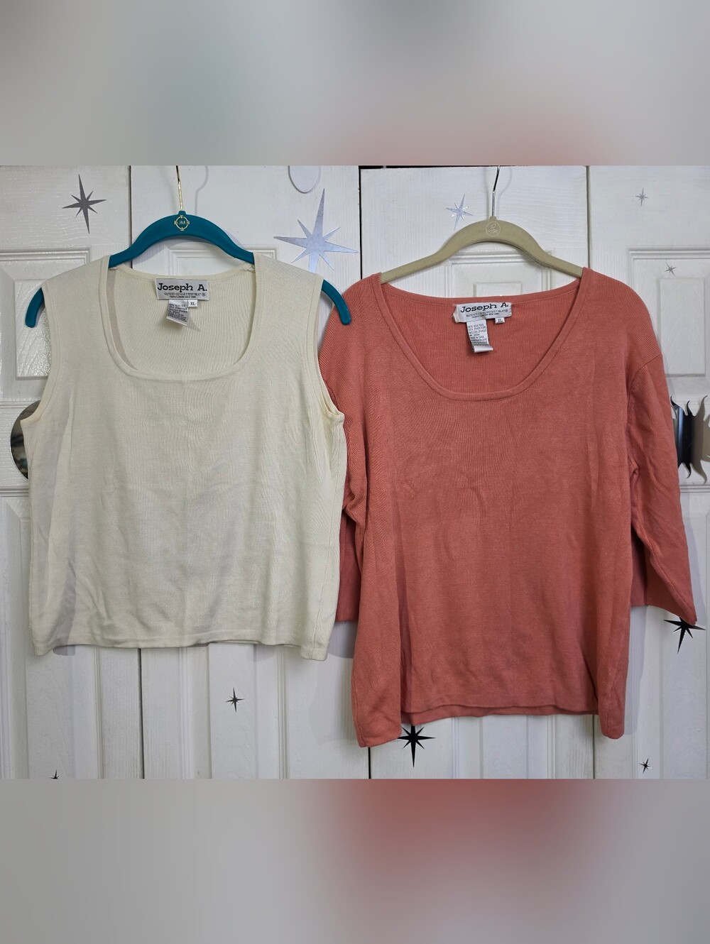 Joseph A. Lot of 2 Silk Blend Tops Short Sleeve Sleeveless Size XL **READ DESC**